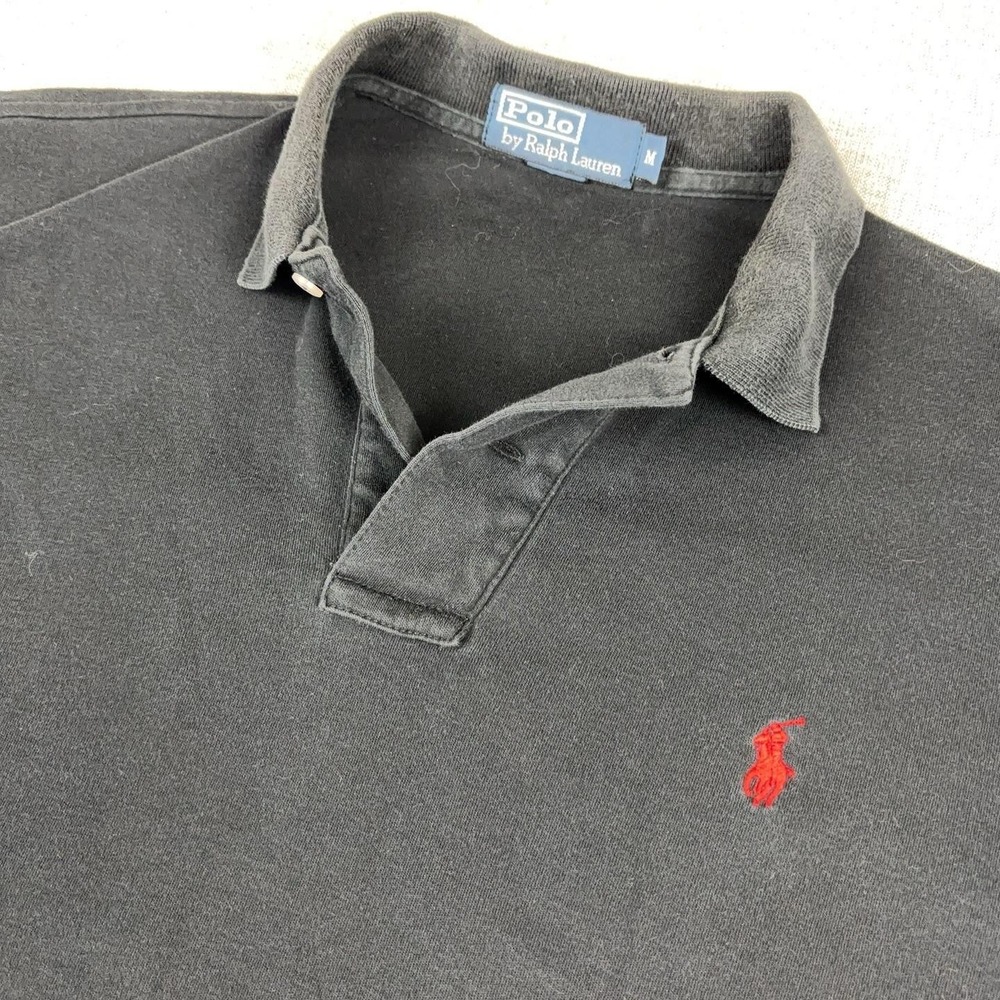 Vintage Ralph Lauren Polo Shirt Mens M Black Knit Classic Short Sleeve Logo